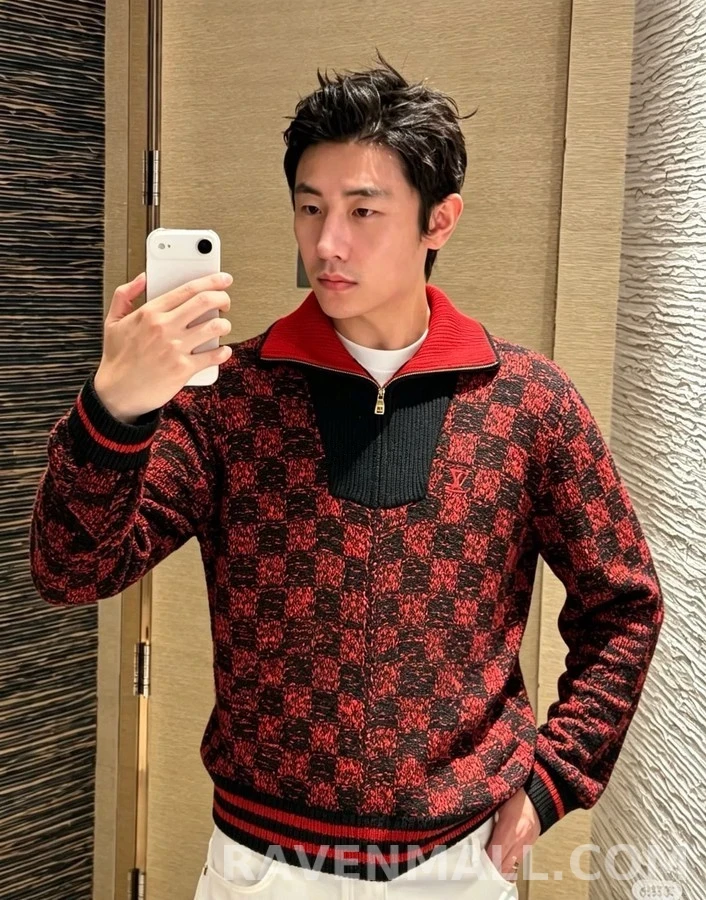 루이비통 루이비통 체커보드 니트 집업 상세 이미지