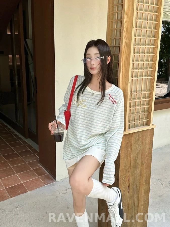 셀린느 셀린느 스트라이프 앵커 자수 긴팔 티셔츠 상세 이미지