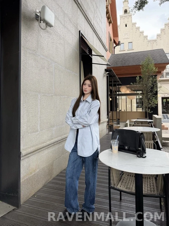 샤넬 샤넬 별점 스트라이프 더블C 자수 셔츠 상세 이미지