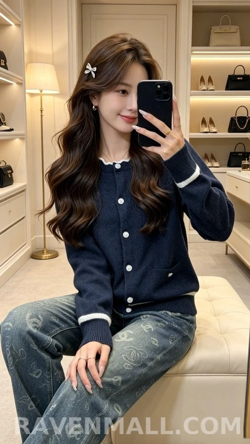 샤넬 샤넬 스캘럽넥 니트 가디건 상세 이미지