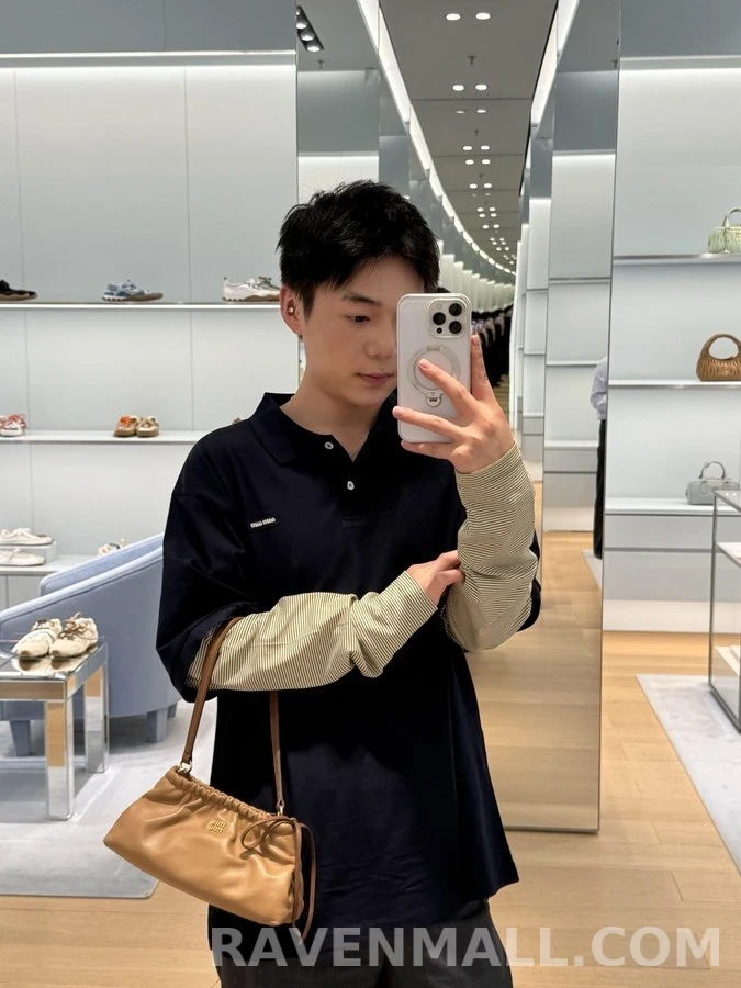 미우미우 미우미우 배색 긴팔 폴로 니트 상세 이미지