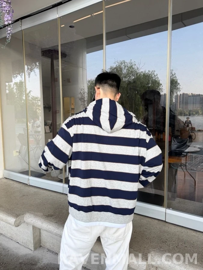 미우미우 미우미우 스트라이프 코튼 후드 집업 상세 이미지