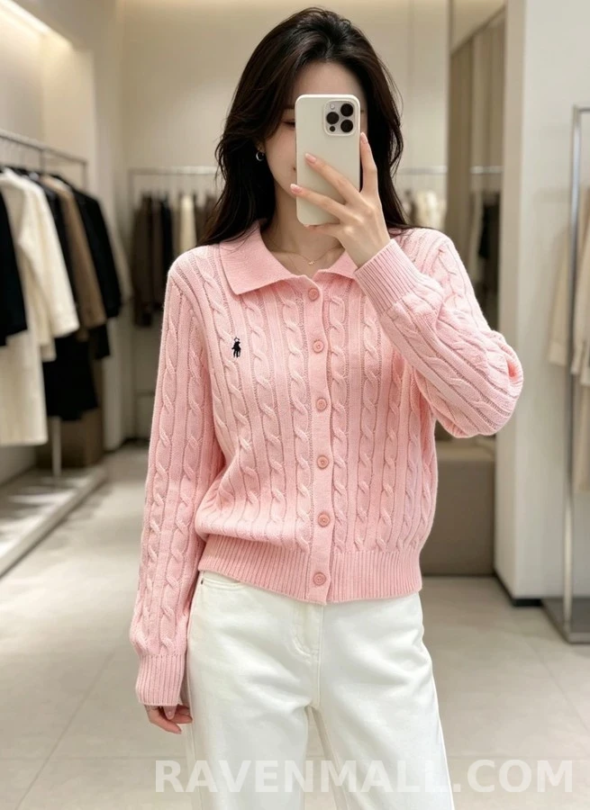 폴로 랄프 로렌 폴로 랄프 로렌 폴로넥 케이블 니트 가디건 상세 이미지