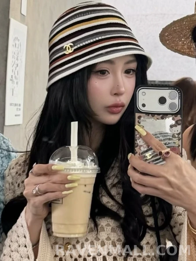 샤넬 샤넬 레트로 스트라이프 버킷햇 상세 이미지