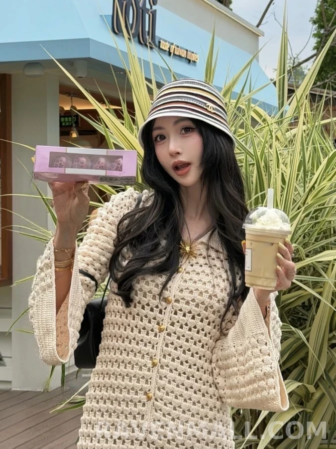 샤넬 샤넬 레트로 스트라이프 버킷햇 상세 이미지