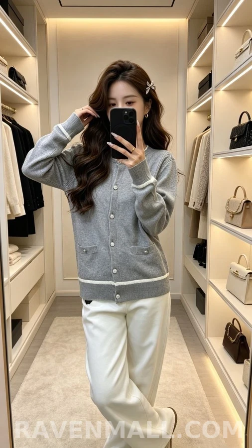 샤넬 샤넬 스캘럽 칼라 더블C 버튼 가디건 상세 이미지
