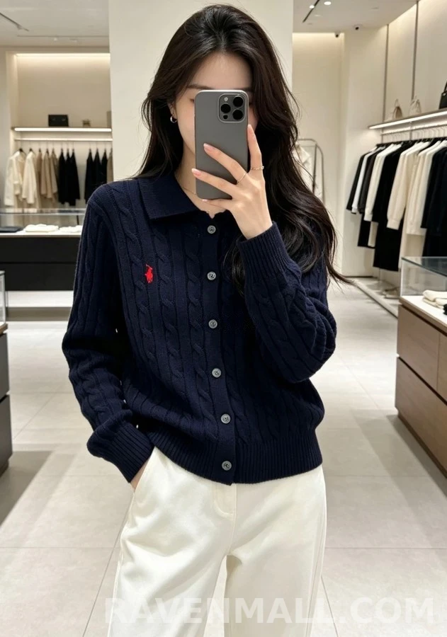 폴로 랄프 로렌 폴로 랄프 로렌 폴로 카라 케이블 가디건 상세 이미지