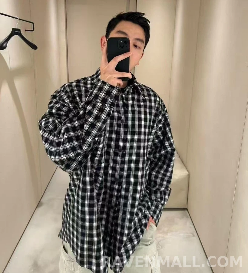 발렌시아가 발렌시아가 오버사이즈 깅엄 셔츠 상세 이미지
