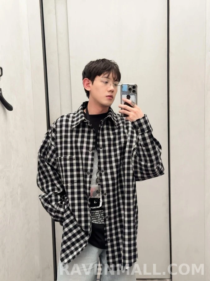 발렌시아가 발렌시아가 오버사이즈 깅엄 셔츠 상세 이미지