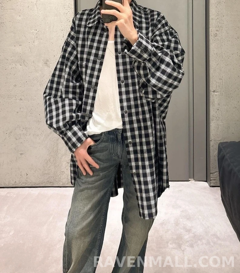 발렌시아가 발렌시아가 오버사이즈 깅엄 셔츠 상세 이미지