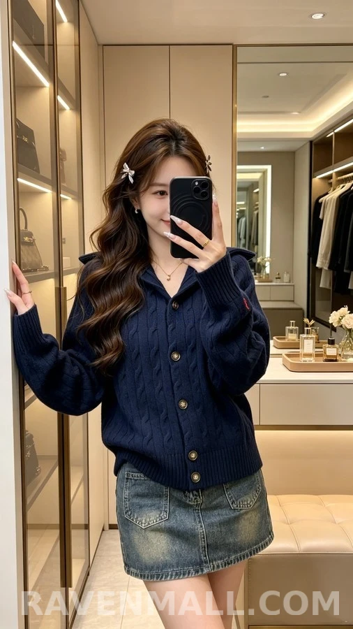 폴로 랄프 로렌 폴로 랄프 로렌 로고 자수 케이블 니트 가디건 상세 이미지