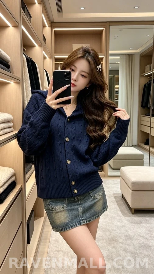 폴로 랄프 로렌 폴로 랄프 로렌 로고 자수 케이블 니트 가디건 상세 이미지