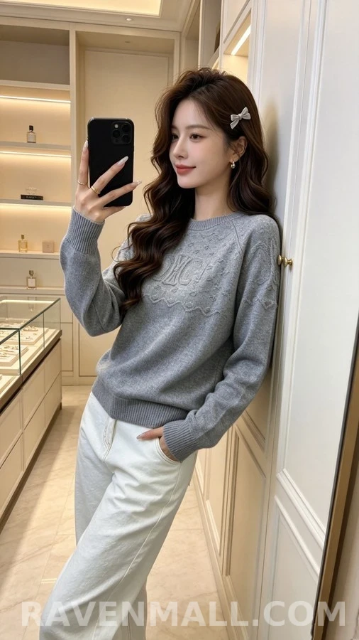 셀린느 셀린느 트리오페 로고 자카드 니트 상세 이미지
