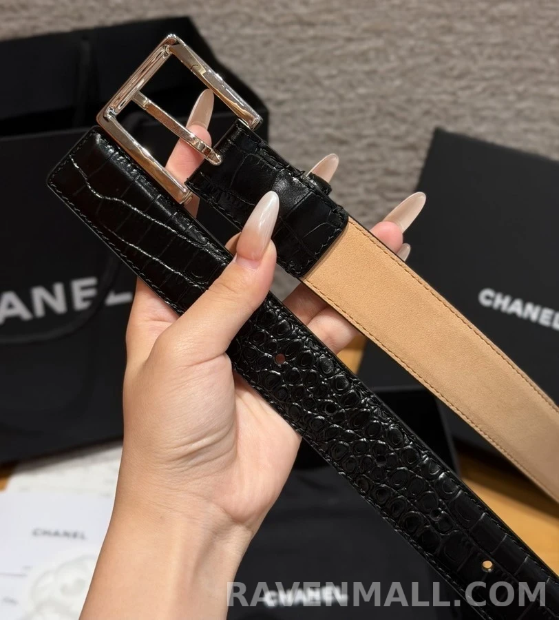 샤넬 샤넬 악어 패턴 가죽 벨트 상세 이미지