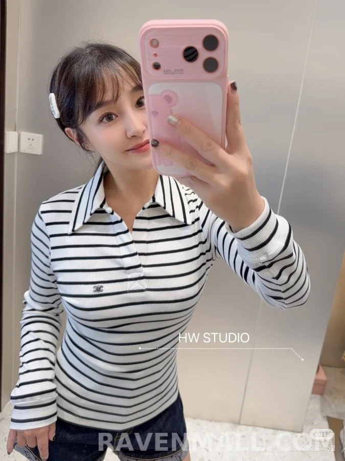 셀린느 셀린느 트리옹프 스트라이프 긴팔 티셔츠 상세 이미지