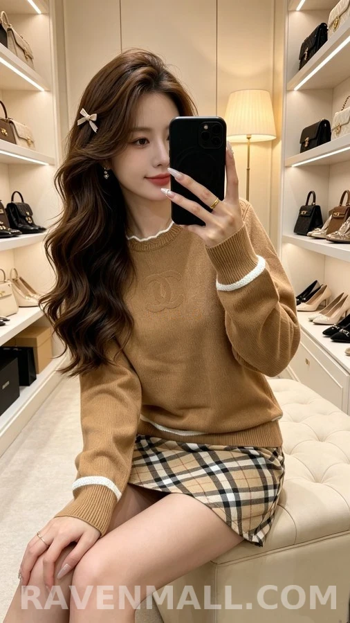 샤넬 샤넬 더블C 로고 스캘럽 니트 상세 이미지