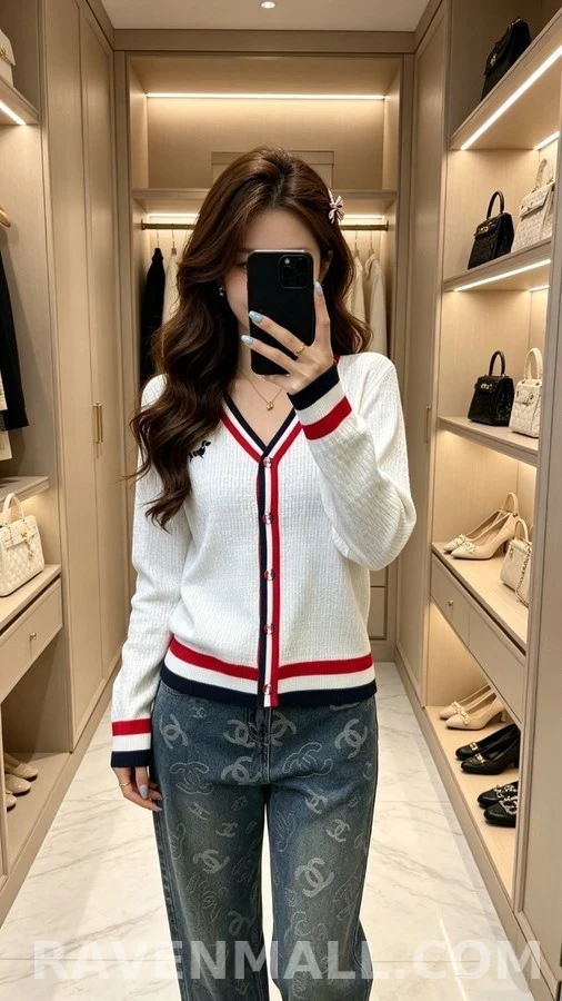 톰브라운 톰브라운 닥스훈트 자수 삼선 가디건 상세 이미지