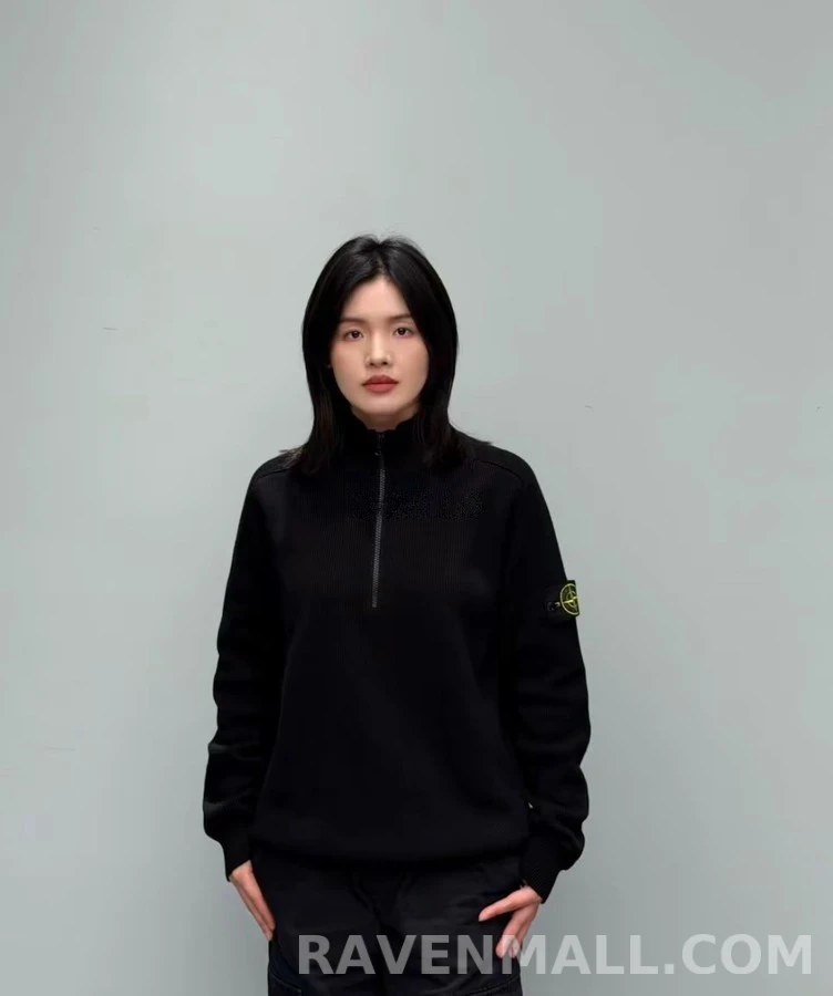 스톤아일랜드 스톤 아일랜드 로고 와펜 하프집업 니트 상세 이미지