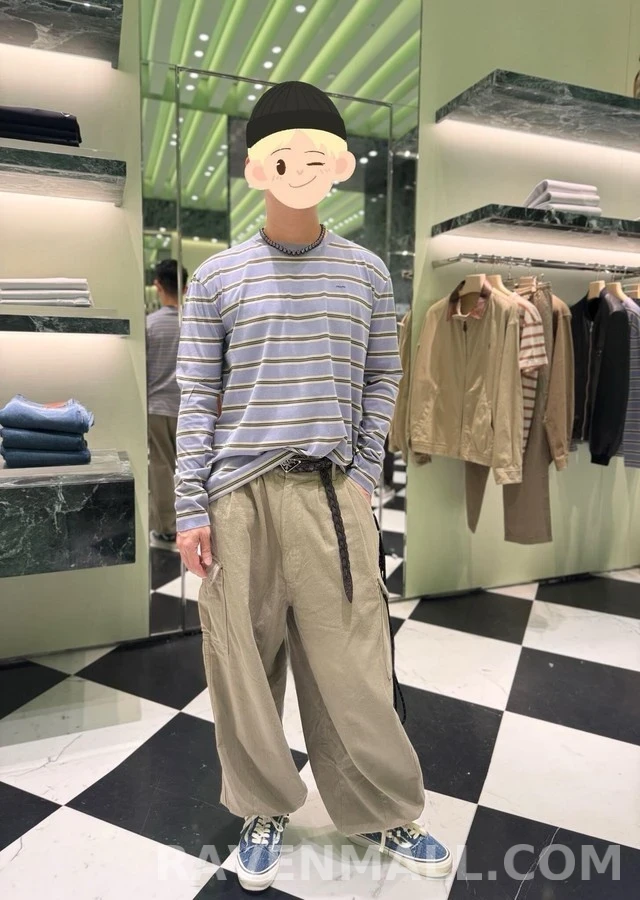 프라다 프라다 레터링 스트라이프 긴팔 티셔츠 상세 이미지