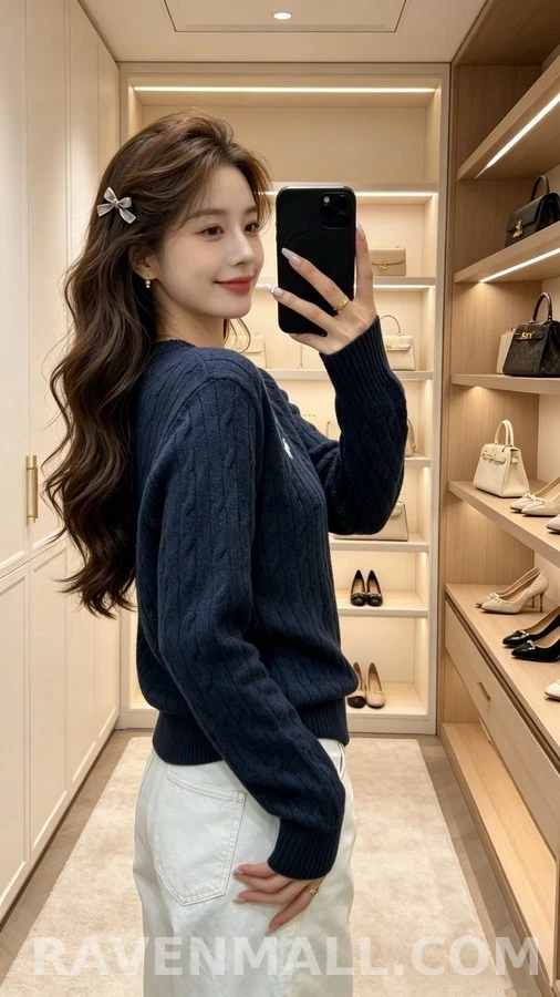 폴로 랄프 로렌 폴로 랄프 로렌 케이블 니트 라운드넥 스웨터 상세 이미지