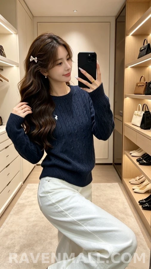 폴로 랄프 로렌 폴로 랄프 로렌 케이블 니트 라운드넥 스웨터 상세 이미지