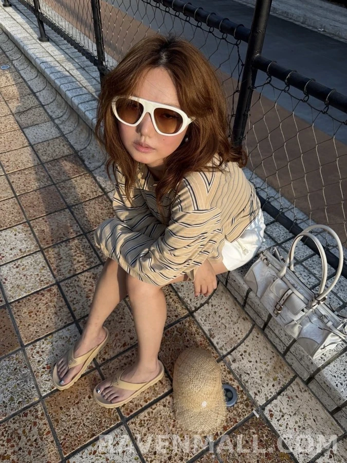 폴로 랄프 로렌 폴로 랄프 로렌 스트라이프 크롭 폴로 긴팔 티셔츠 상세 이미지