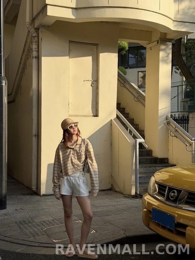 폴로 랄프 로렌 폴로 랄프 로렌 스트라이프 크롭 폴로 긴팔 티셔츠 상세 이미지
