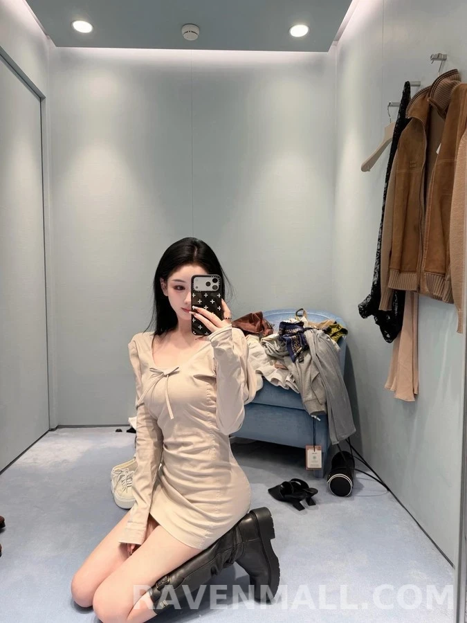 미우미우 미우미우 로고 리본 원피스 상세 이미지