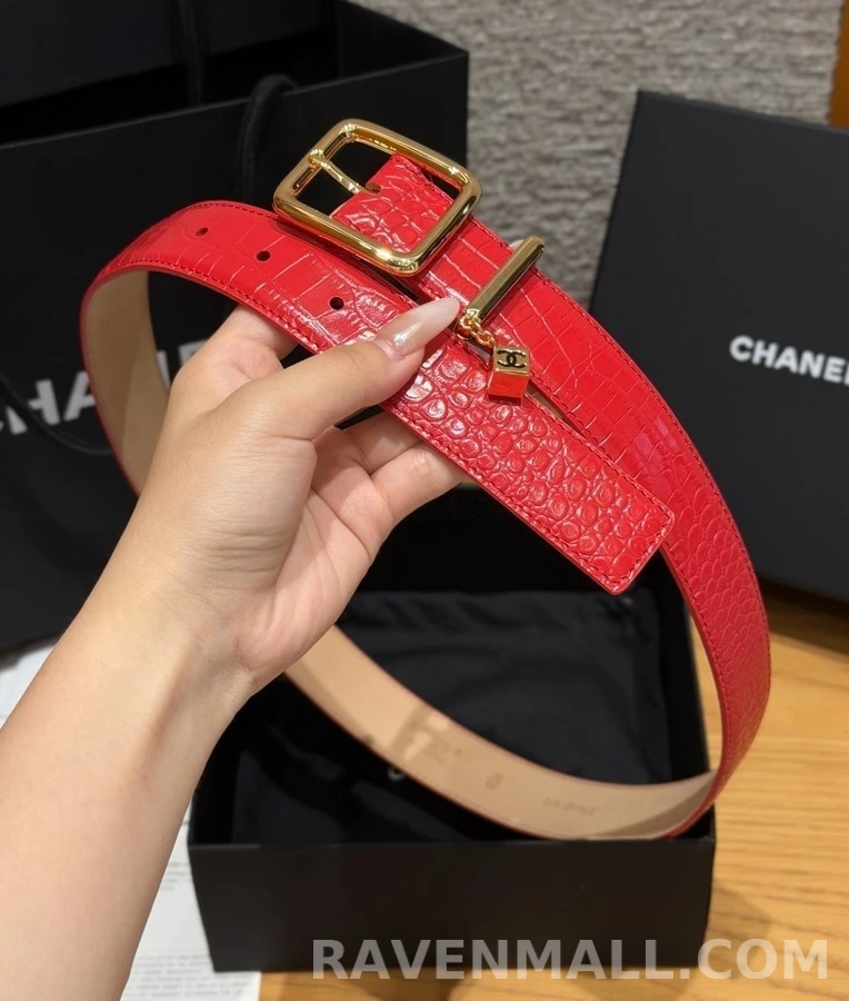 샤넬 샤넬 참 악어 엠보싱 가죽 벨트 상세 이미지
