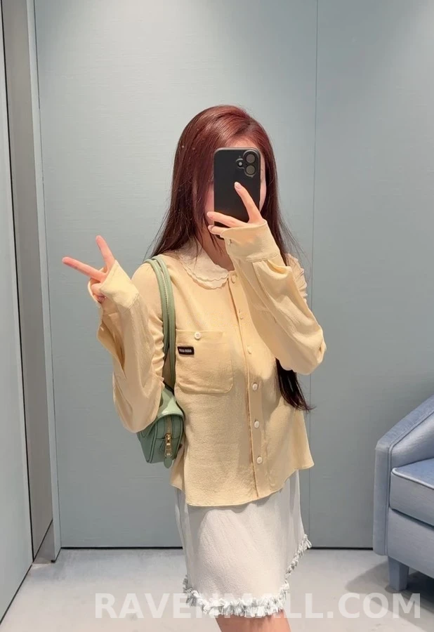 미우미우 미우미우 레이스 베이비 카라 더블 포켓 셔츠 상세 이미지
