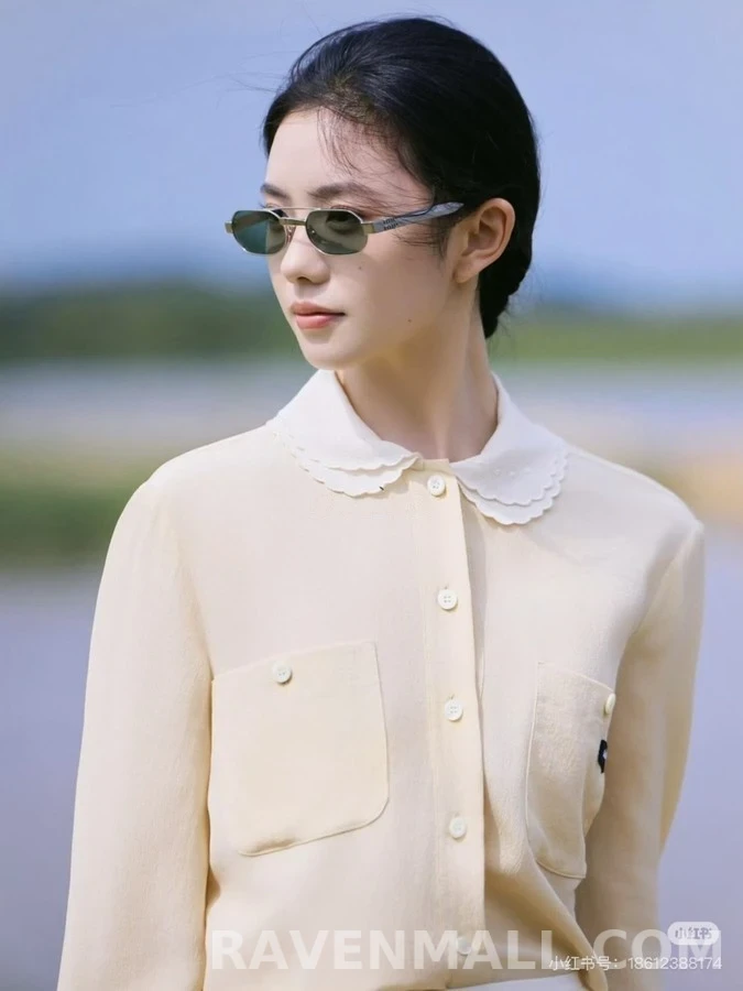 미우미우 미우미우 레이스 베이비 카라 더블 포켓 셔츠 상세 이미지