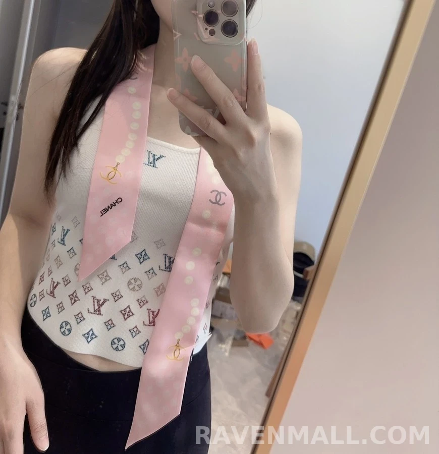 샤넬 샤넬 진주 도트 트윌리 스카프 상세 이미지