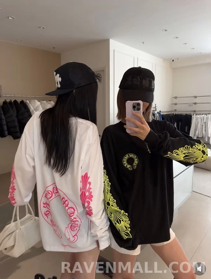 크롬하츠 크롬하츠 형광 말발굽 크로스 긴팔 티셔츠 상세 이미지