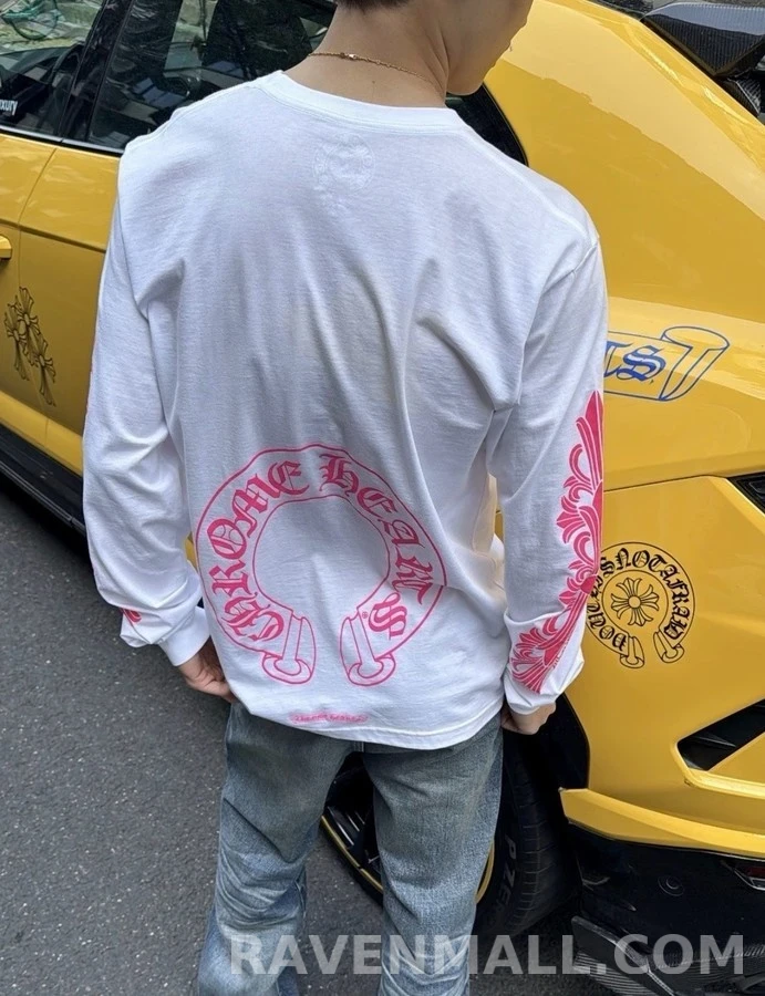 크롬하츠 크롬하츠 형광 말발굽 크로스 긴팔 티셔츠 상세 이미지