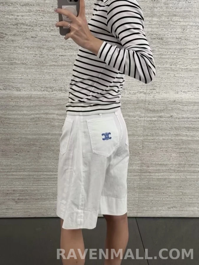 셀린느 셀린느 자수 스트라이프 긴팔 티셔츠 상세 이미지