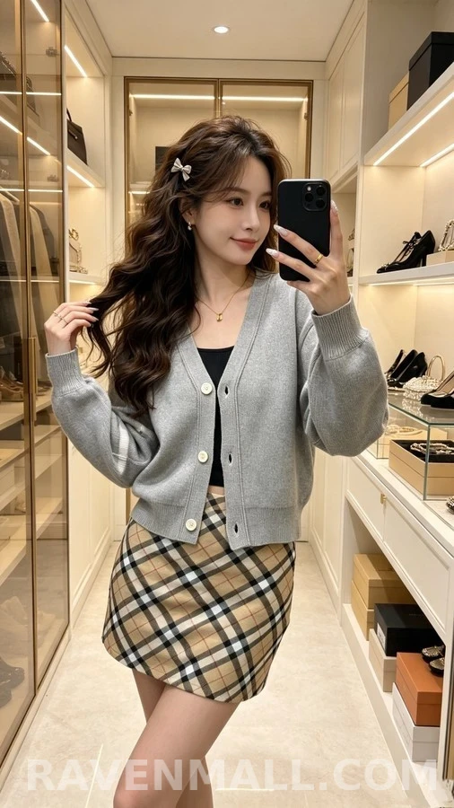 샤넬 샤넬 후면 로고 스트라이프 가디건 상세 이미지