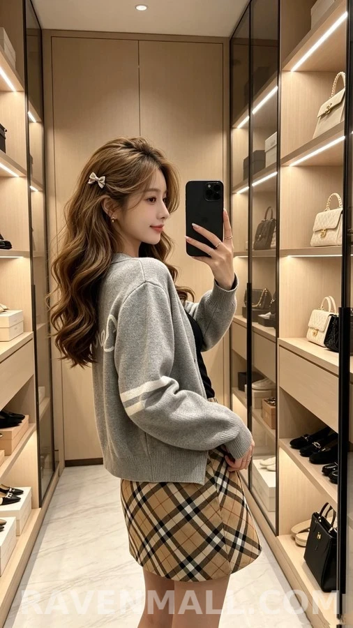 샤넬 샤넬 후면 로고 스트라이프 가디건 상세 이미지