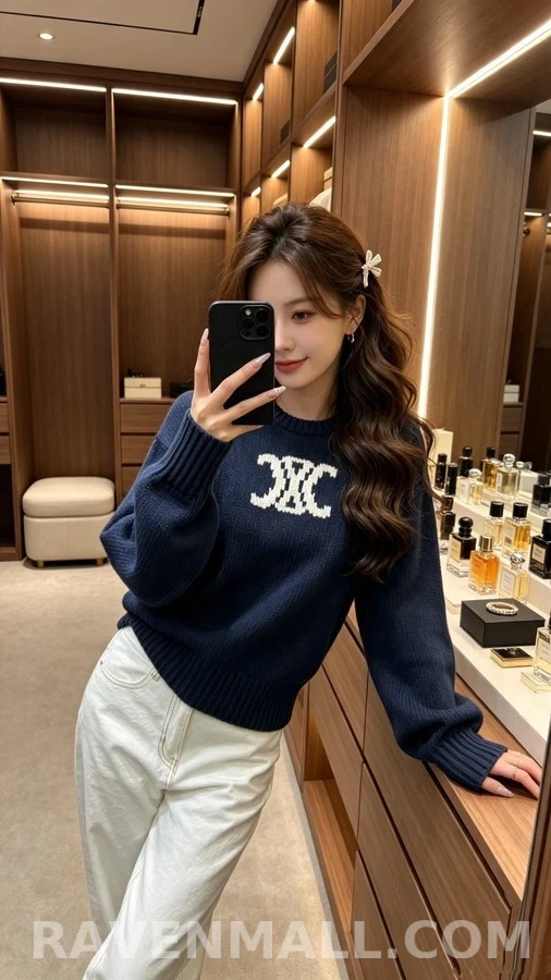 셀린느 셀린느 트리옹프 로고 자카드 니트 스웨터 상세 이미지