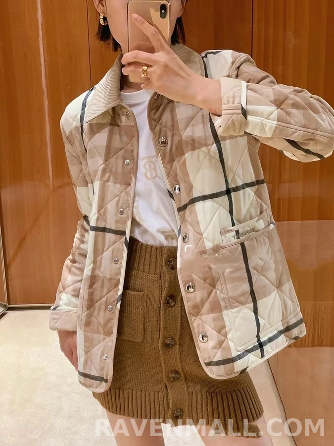 버버리 버버리 버치우드 체크 퀼팅 패딩 상세 이미지