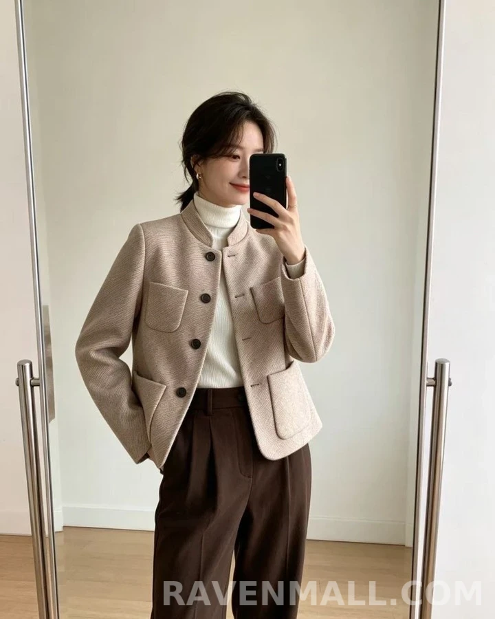 로로피아나 로로피아나 쉬머 울 차이나넥 자켓 상세 이미지