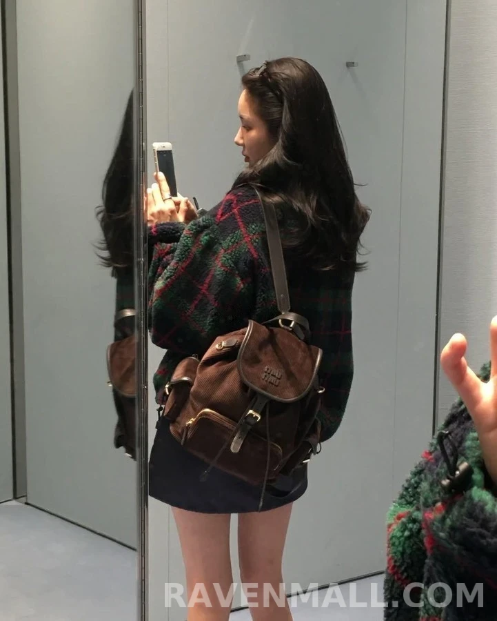 미우미우 미우미우 체크 테디 플리스 자켓 상세 이미지