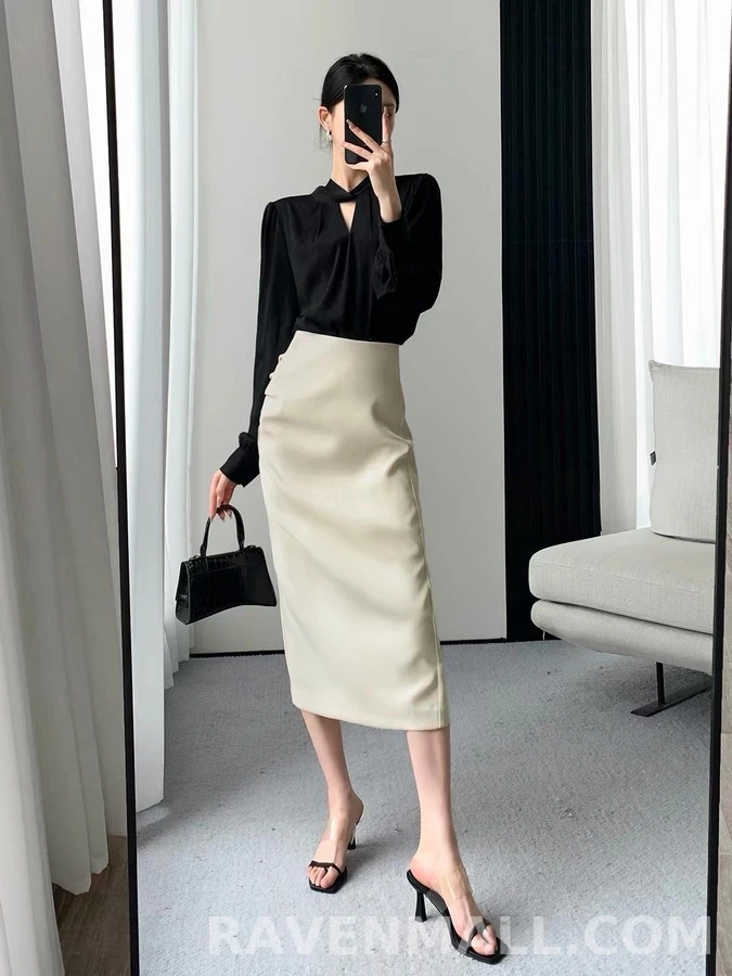 생로랑 세인트로랑 컷아웃 넥 벌룬 슬리브 셔츠 상세 이미지