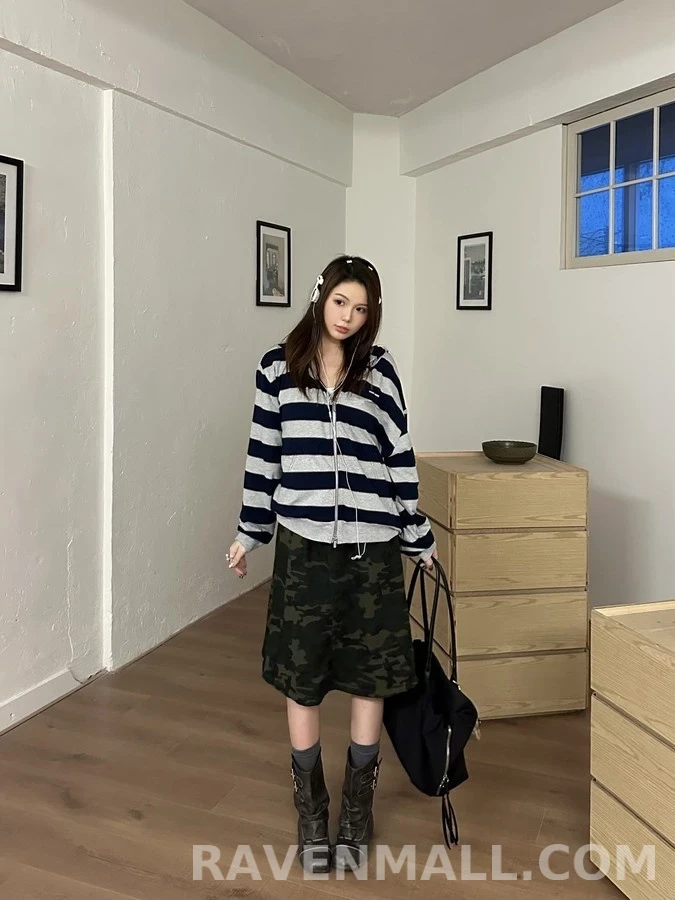 미우미우 미우미우 로고 스트라이프 후드 집업 상세 이미지