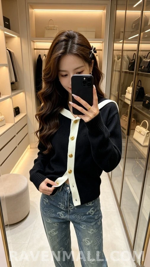 샤넬 샤넬 세일러 카라 니트 가디건 상세 이미지