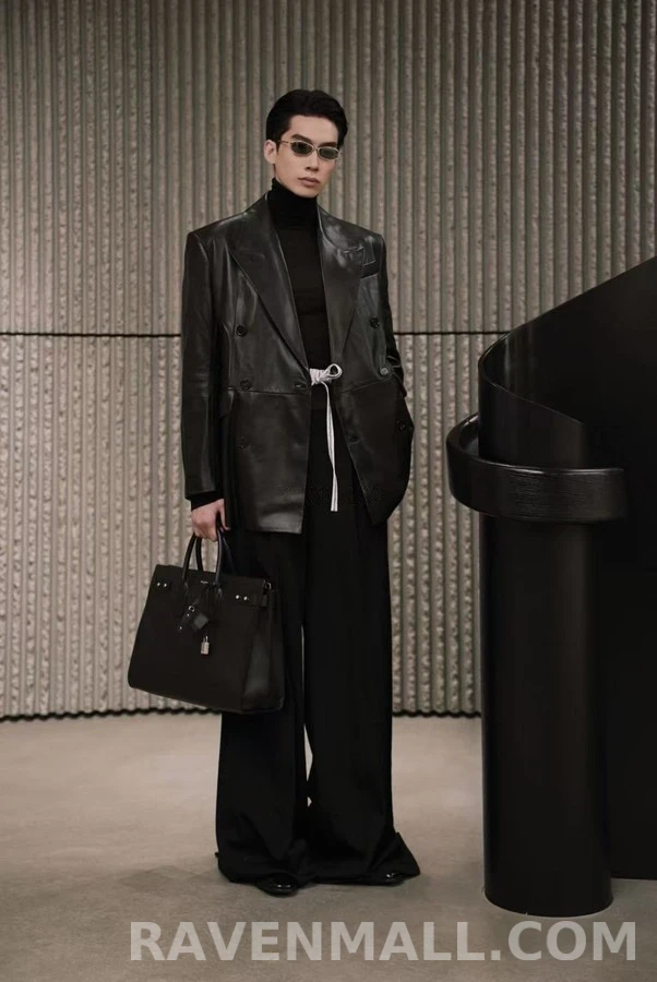 생로랑 세인트로랑 더블 브레스트 레더 자켓 상세 이미지