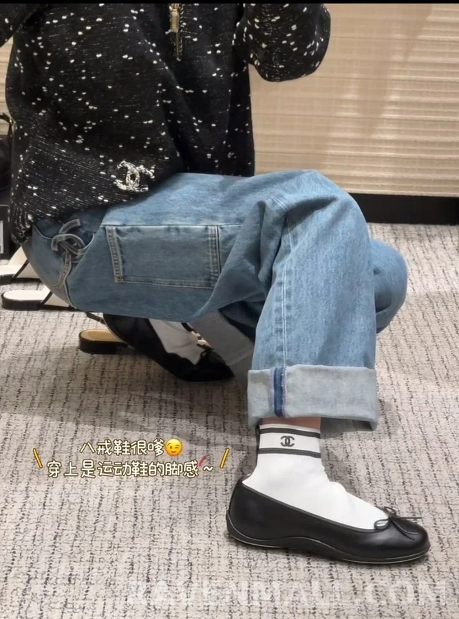 샤넬 샤넬 투톤 보우 삭스 플랫 상세 이미지