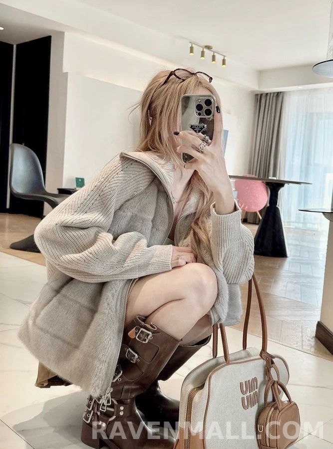 로로피아나 로로피아나 대디그 니트 패치워크 패딩 상세 이미지
