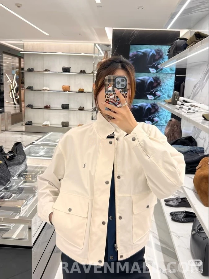 생로랑 세인트로랑 투톤 카라 리버서블 워크웨어 자켓 상세 이미지