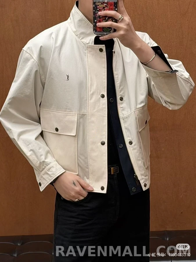 생로랑 세인트로랑 투톤 카라 리버서블 워크웨어 자켓 상세 이미지