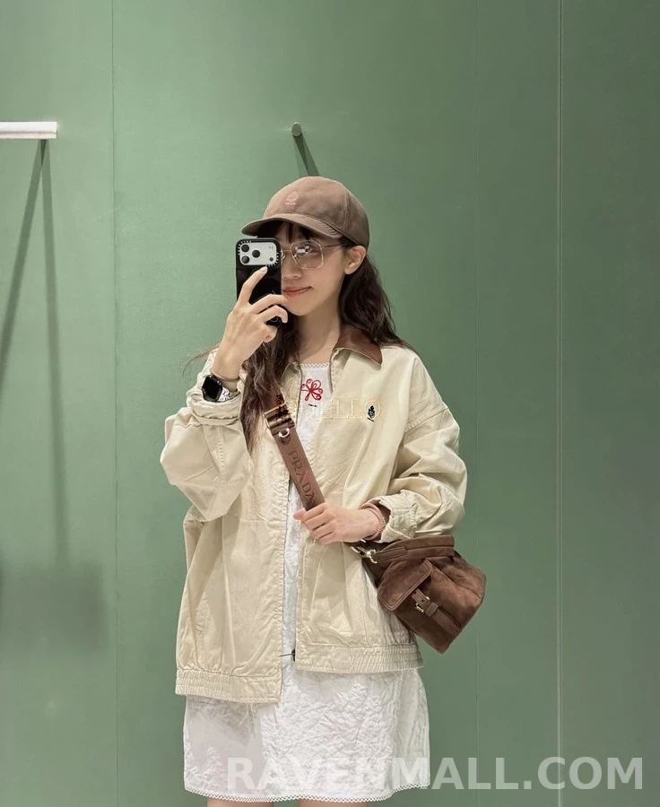 프라다 프라다 가죽 칼라 엠블럼 하링턴 자켓 상세 이미지